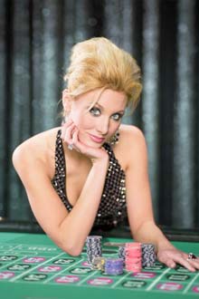 blonde with gambling table